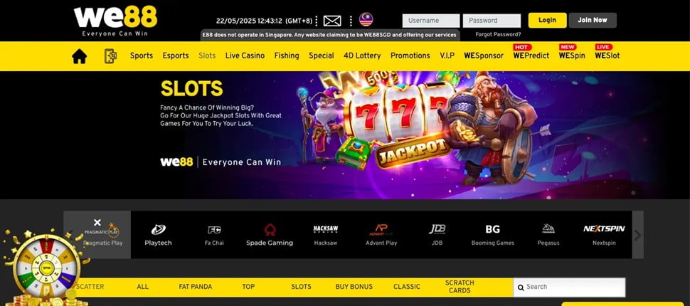 WE88 online casino home page